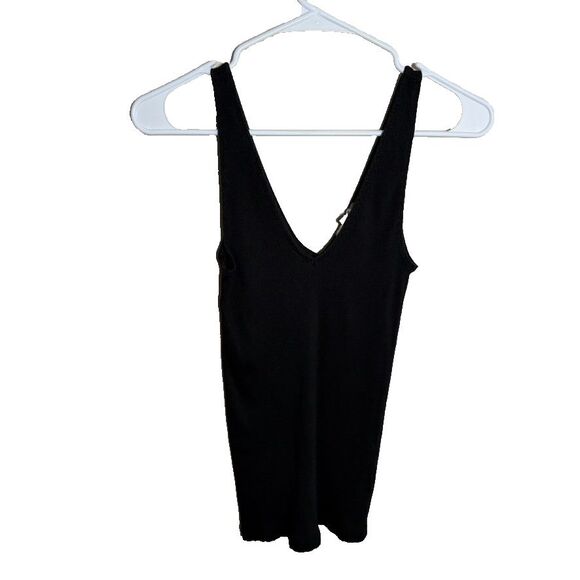 Express Tops - Express One Eleven Tank Top Women's Small Black Ribbed V-Neck Sleeveless